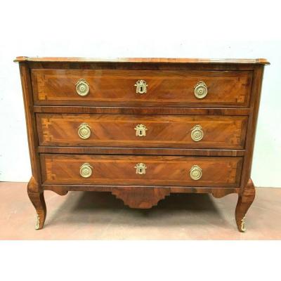 Commode Transition En Palissandre Et Incrustation d'Un Filet De Bois Clair XVIII