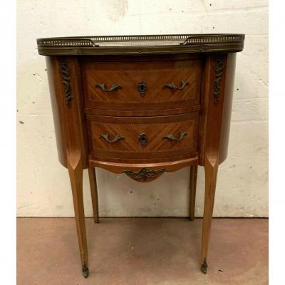 Louis XV Style Kidney Commode Marble Top A Brass Gallery XX Century