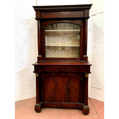 Empire Showcase In Mahogany And Mahogany Veneer XIX Century