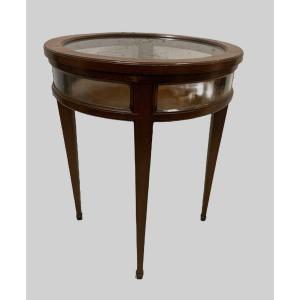 Louis XVI Style Showcase Pedestal Table With Removable Tray XX Century