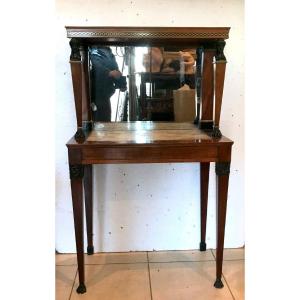 Empire Period Mirror Console In Mahogany XIX Century