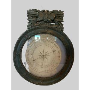 Louis XVI Barometer In Patinated Wood XIX Century