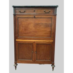 Secretary Louis XVI In Mahogany Top Of Veined Gray Marble XIX Century