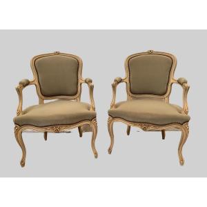 Pair Of Louis XV Style Convertible In Patinated Beech XX Century