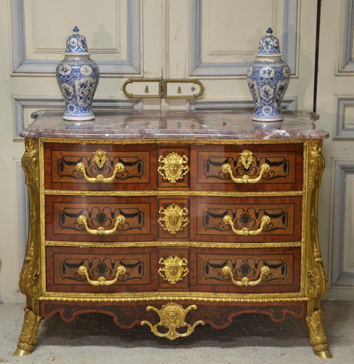 Commode Mazarine En Marqueterie, époque XXe Siècle-photo-3