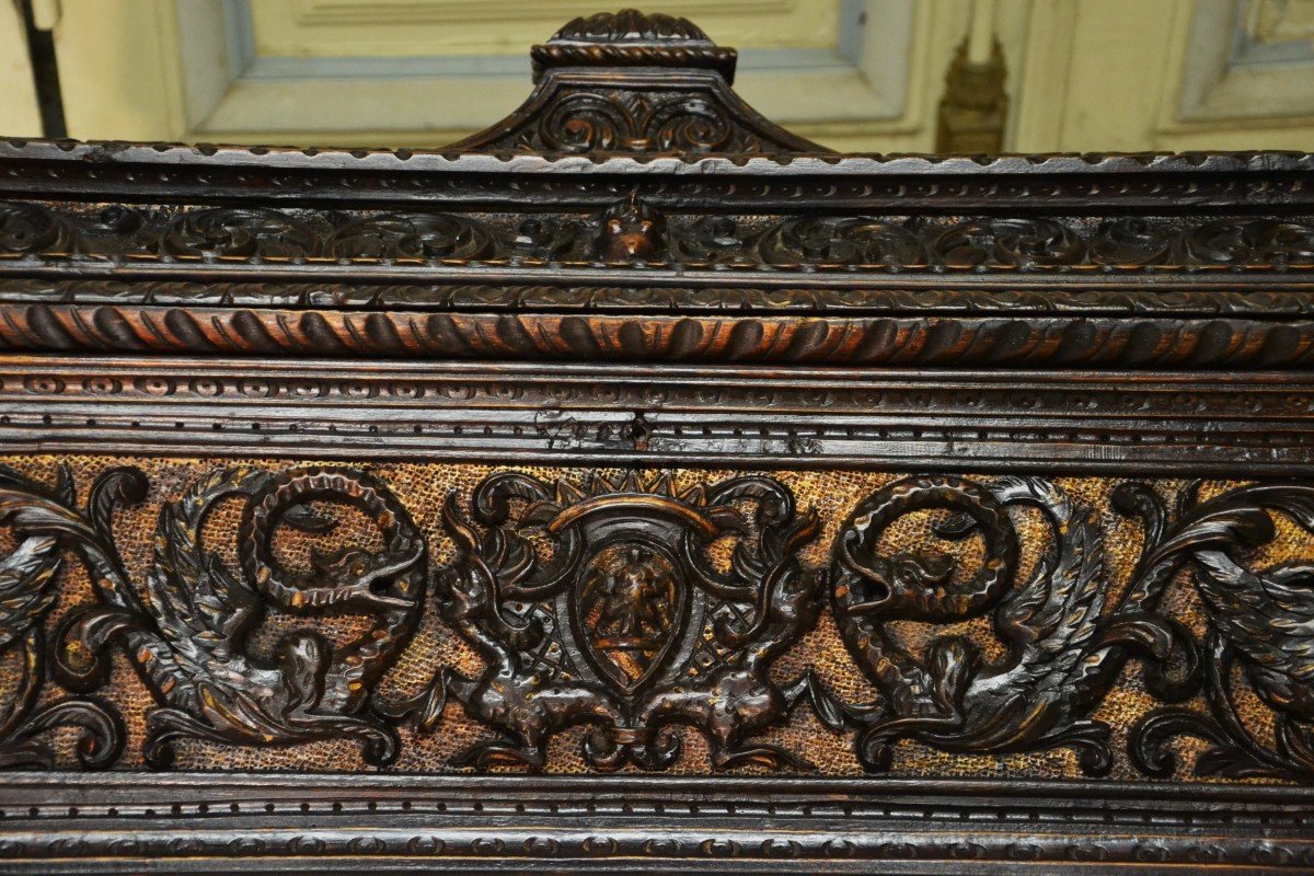 Cassone Or Walnut Chest, Renaissance Style, Italy 19th Century-photo-4