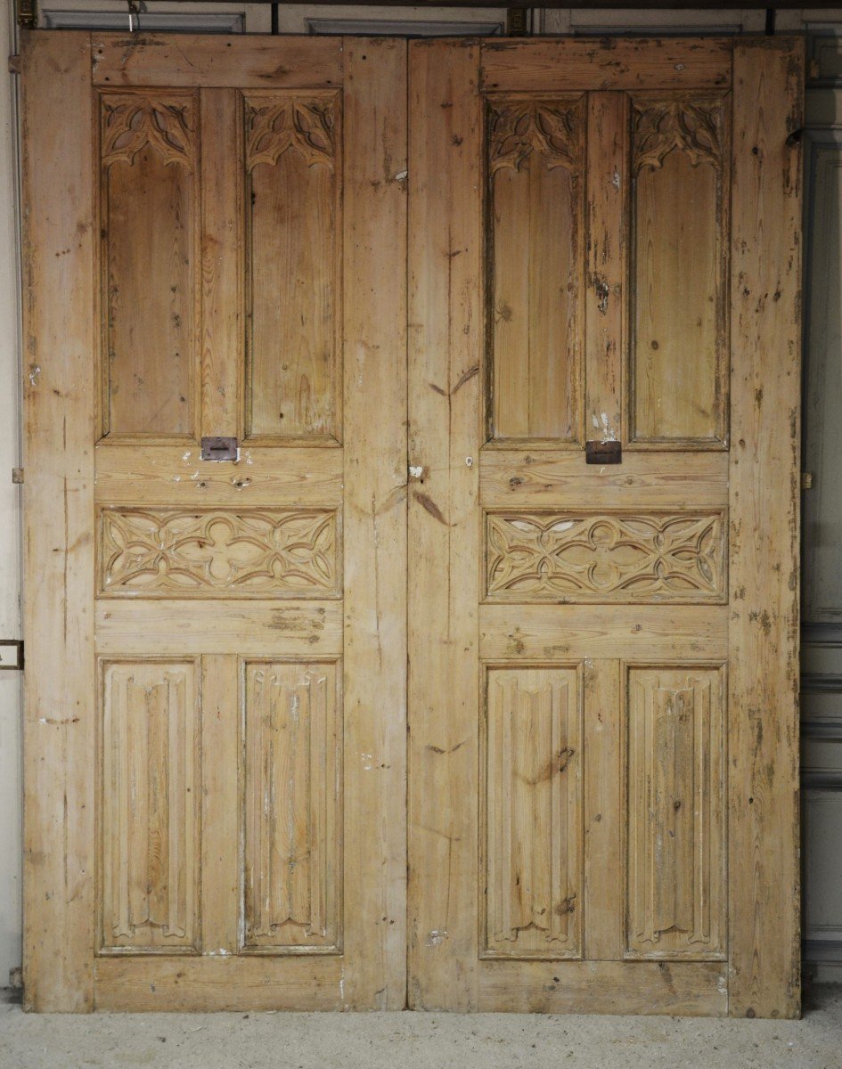 Porte à Deux Vantaux De Style Néo Gothique, époque XIXe Siècle