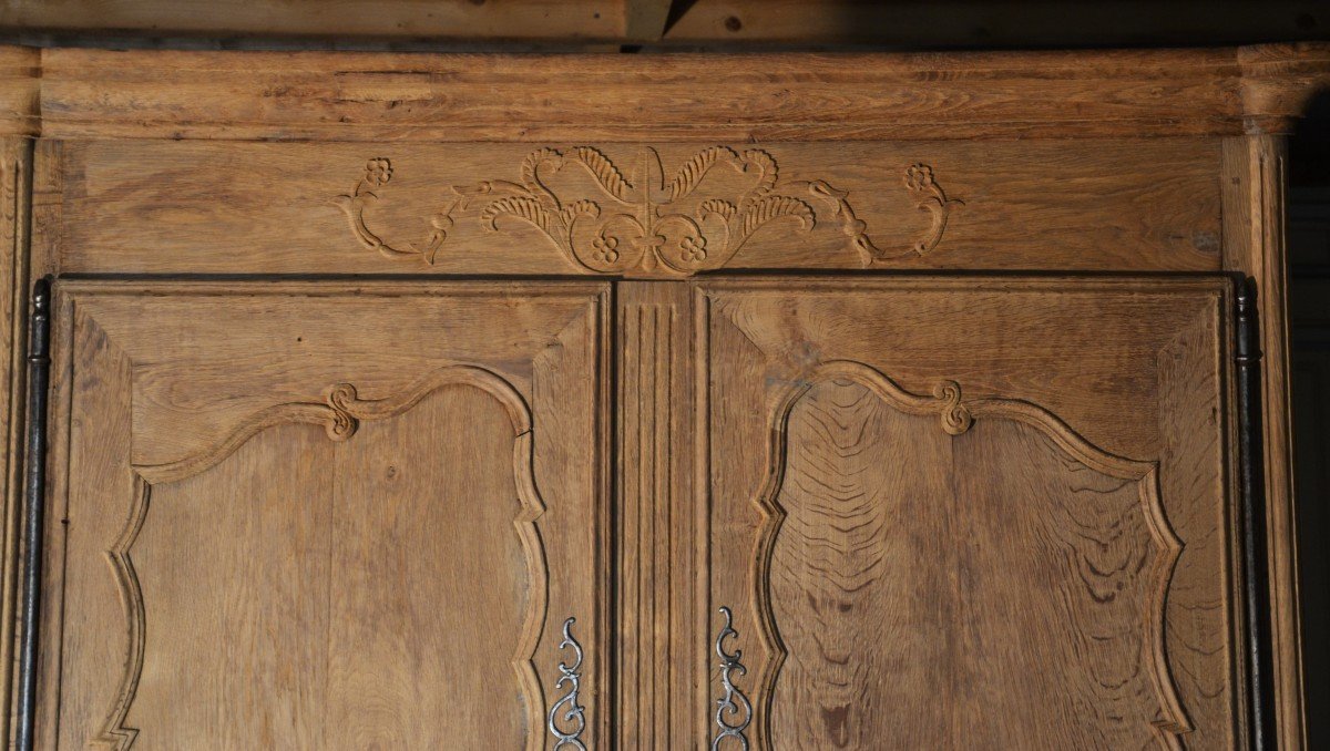 Two-body Bleached Oak Sideboard, 18th Century-photo-2