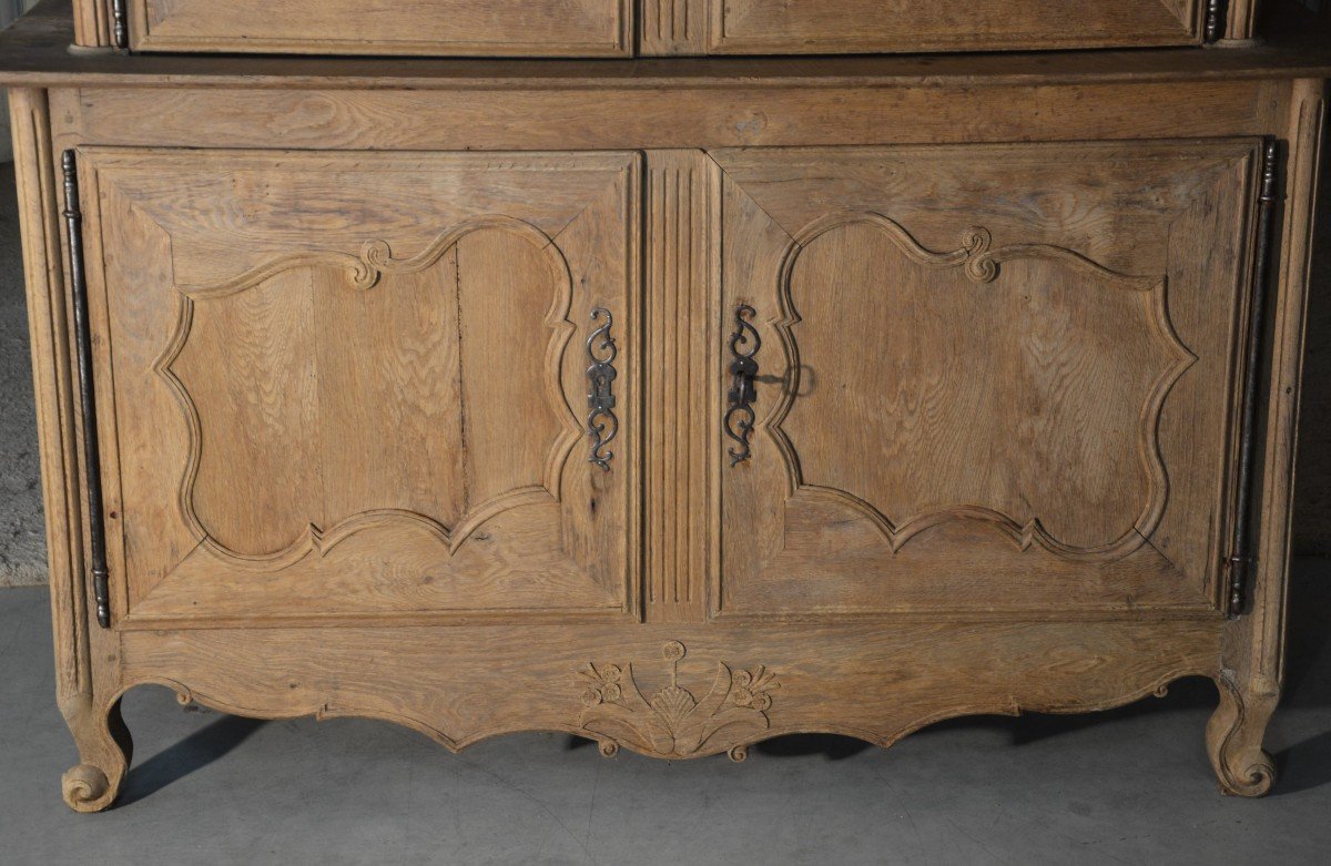 Two-body Bleached Oak Sideboard, 18th Century-photo-3