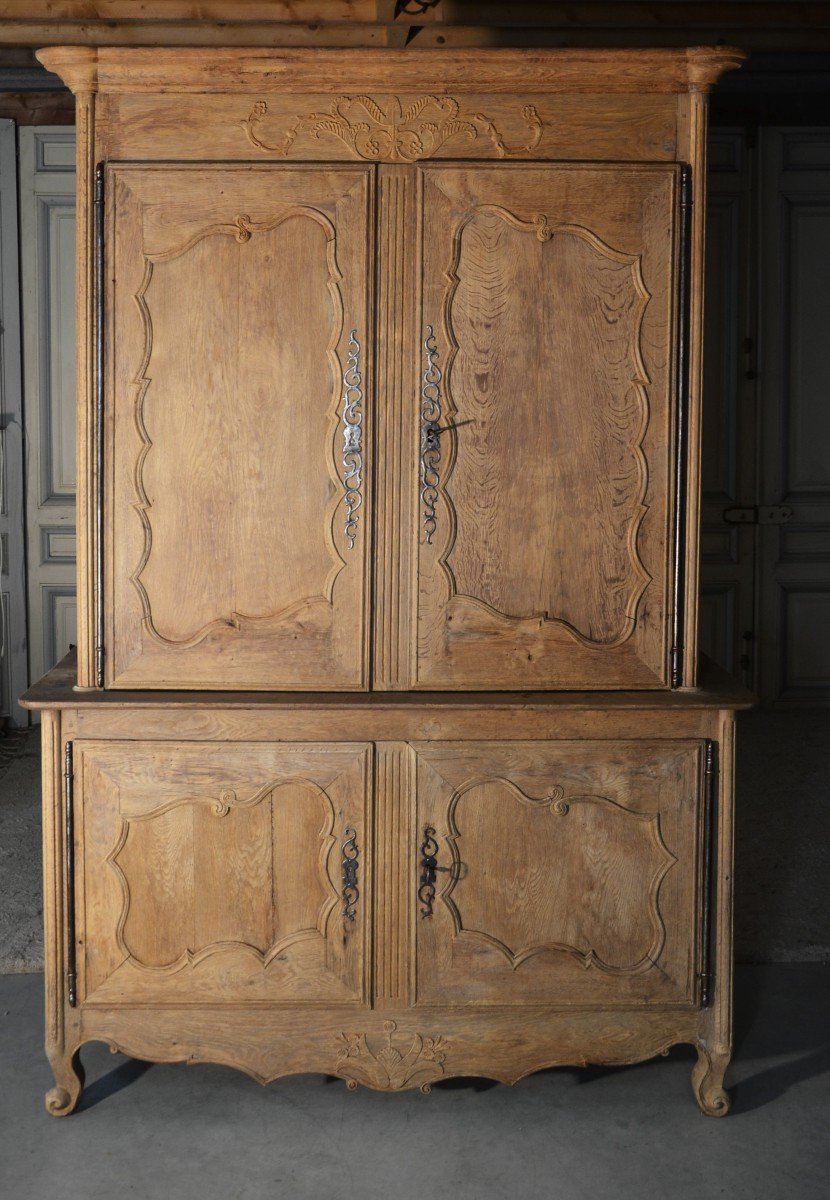 Two-body Bleached Oak Sideboard, 18th Century