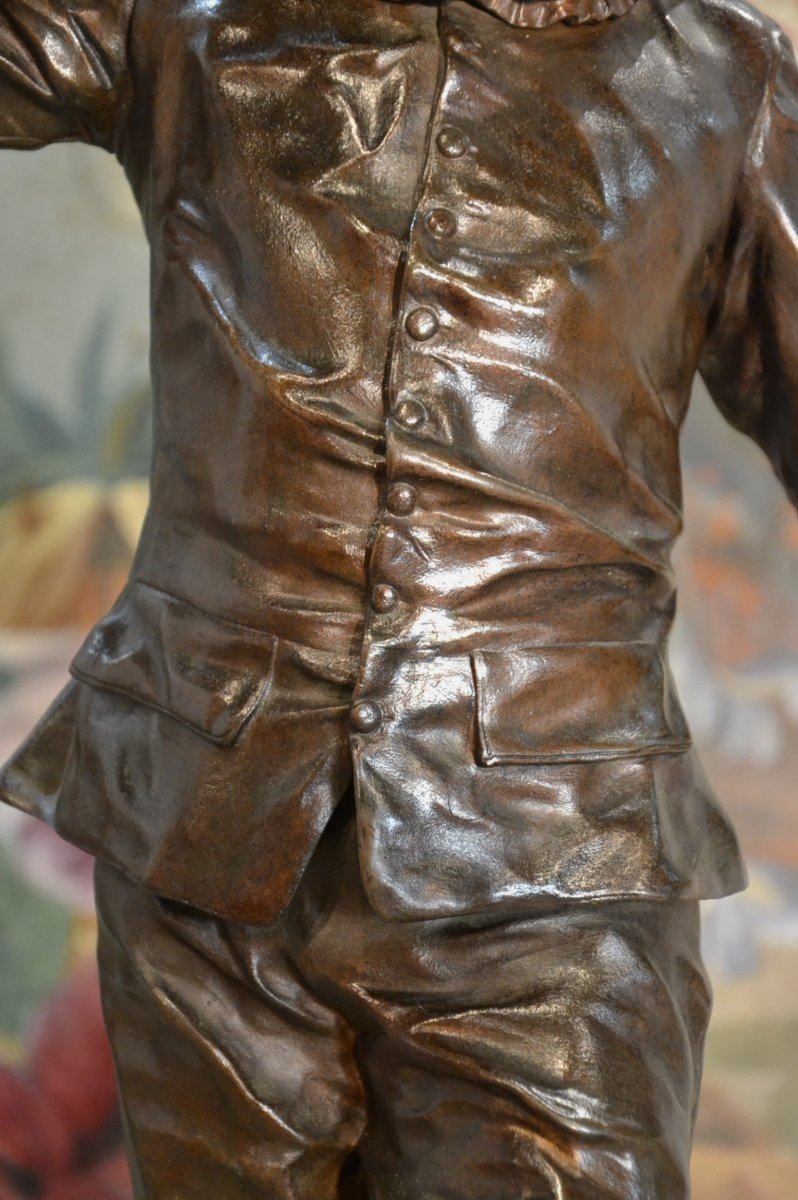 Bronze Subject "figaro" Signed Clément Léopold Steiner (1853-1899)-photo-4