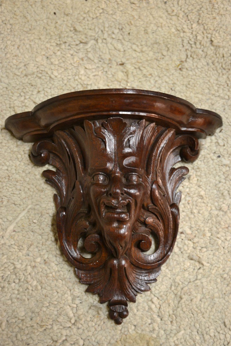 Pair Of Small Oak Wall Consoles-photo-2