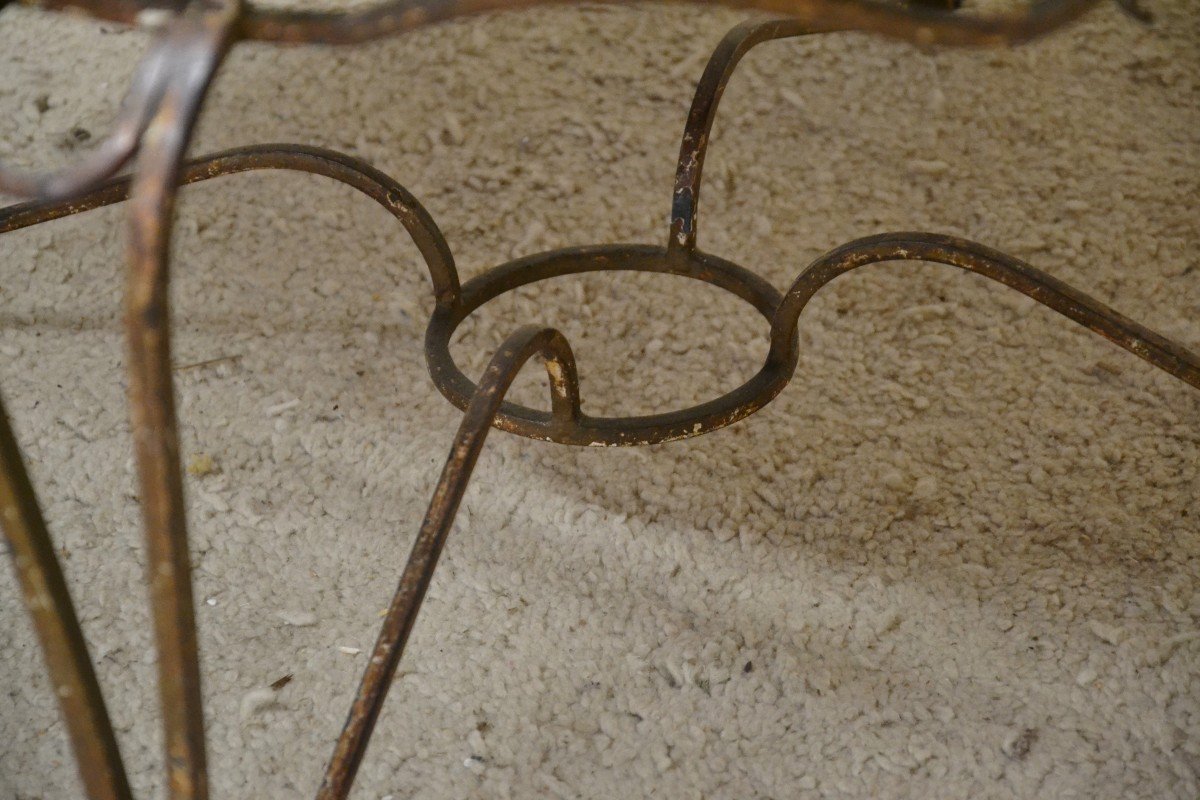Table Basse En Fer Forgé Et Verre églomisé-photo-3