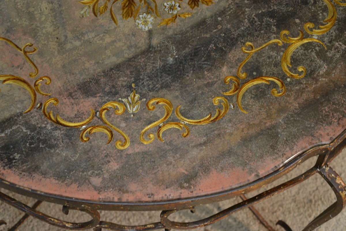 Table Basse En Fer Forgé Et Verre églomisé-photo-1