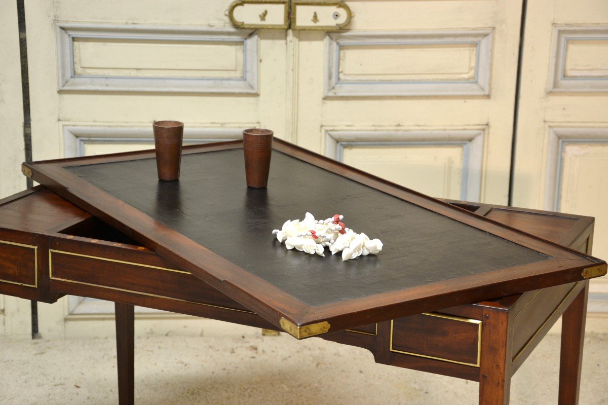 Tric Trac Table In Mahogany Directoire Period, End Of 18th Century-photo-3
