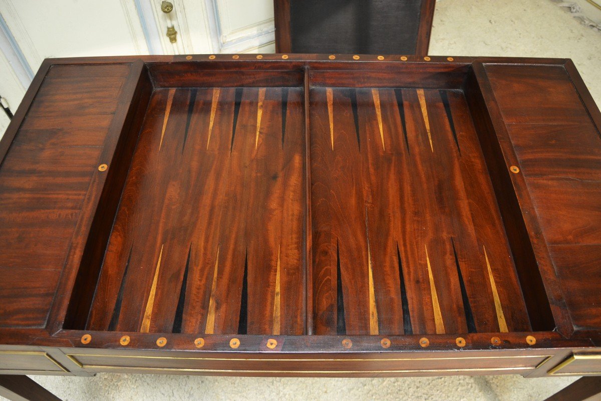 Tric Trac Table In Mahogany Directoire Period, End Of 18th Century-photo-5