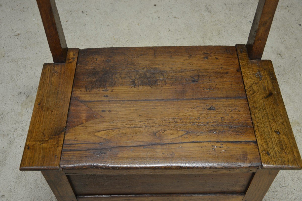 Petit Banc Coffre Breton En Châtaignier époque 19e Siècle-photo-2