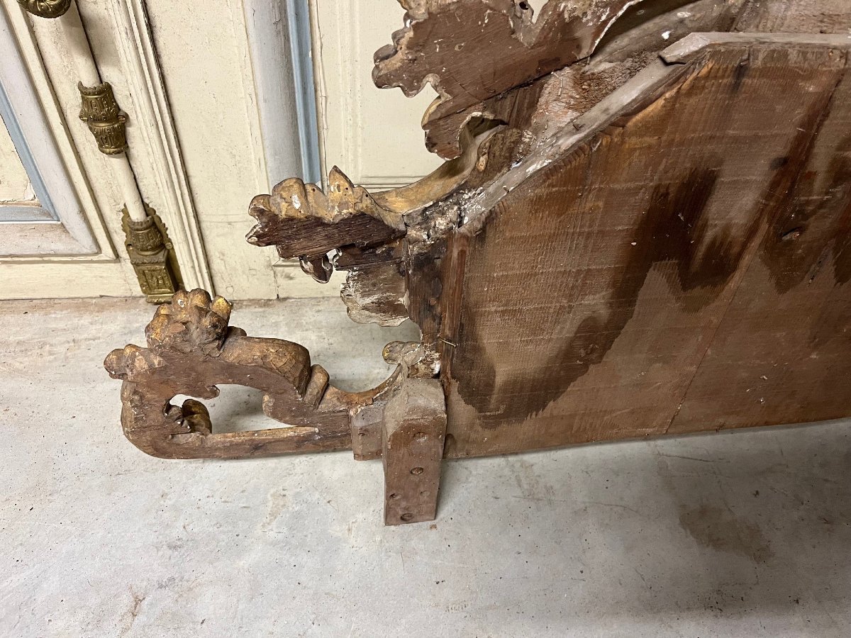 Fronton De Miroir En Bois Doré époque XIXe Siècle-photo-5