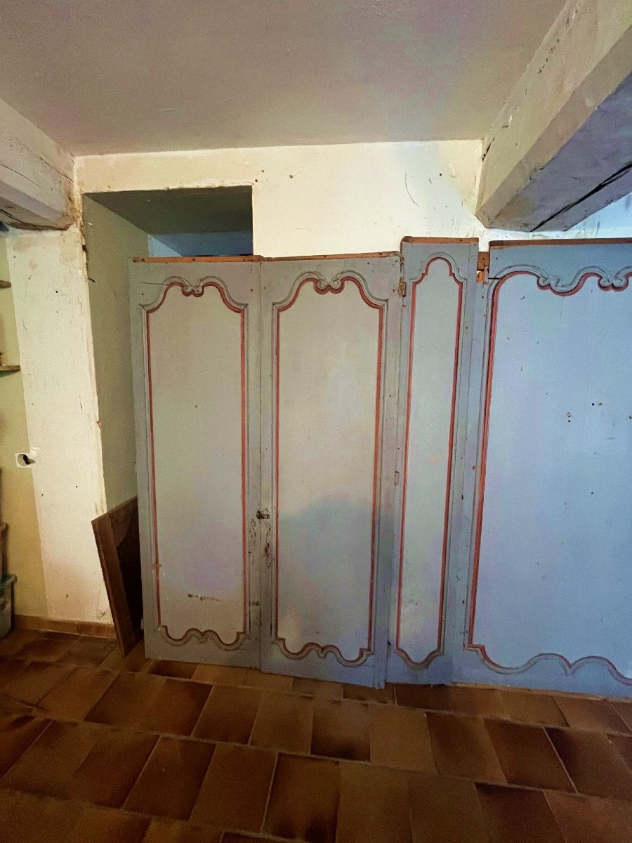 Boiserie en sapin peint, Normandie époque XVIIIe siècle.-photo-1