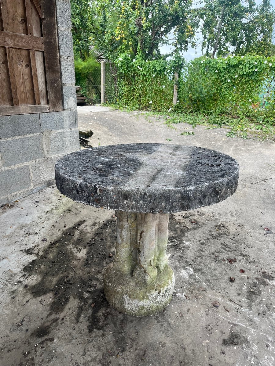 Table de jardin en pierre reconstitué des années 1950-photo-4
