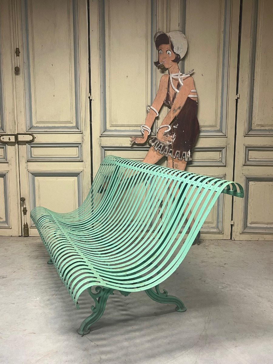 Banc de jardin en fer forgé et fonte fin XIXe siècle-photo-2