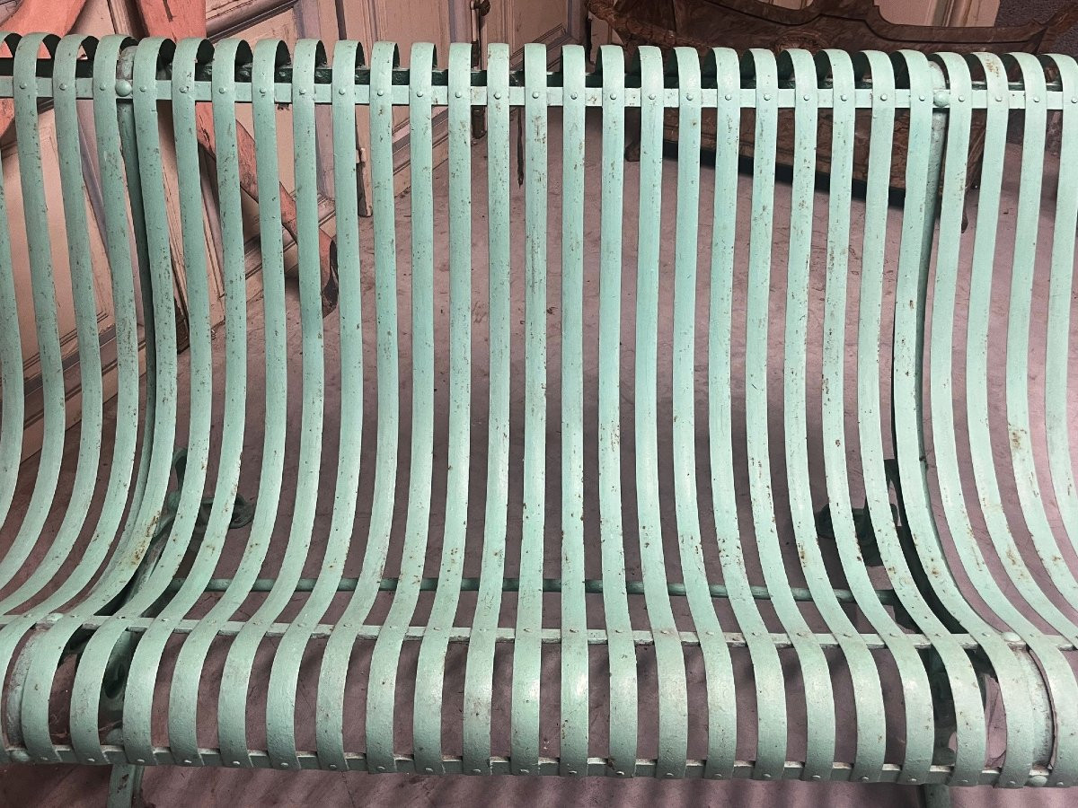 Banc de jardin en fer forgé et fonte fin XIXe siècle-photo-3