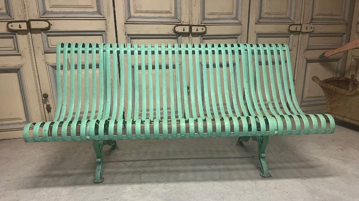 Banc de jardin en fer forgé et fonte fin XIXe siècle-photo-3