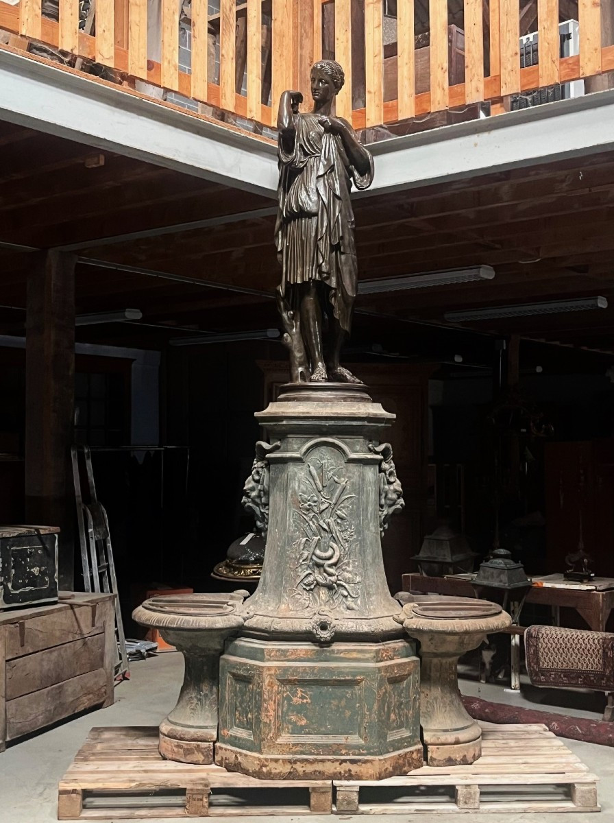 Cast Iron Fountain In Durenne And Val d'Osne, Late 19th Century