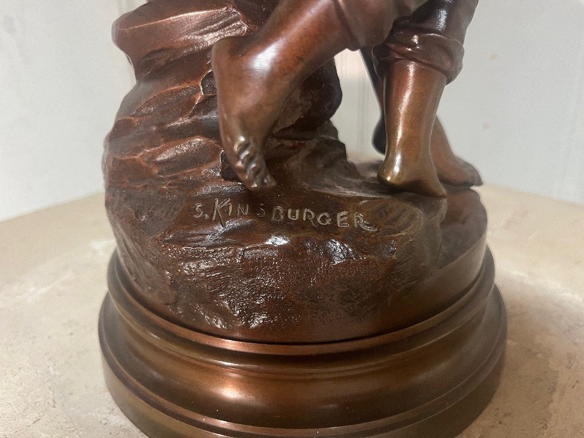 Groupe en bronze de S.KINSBURGER" retour de la cueillette" époque XIXe siècle-photo-2