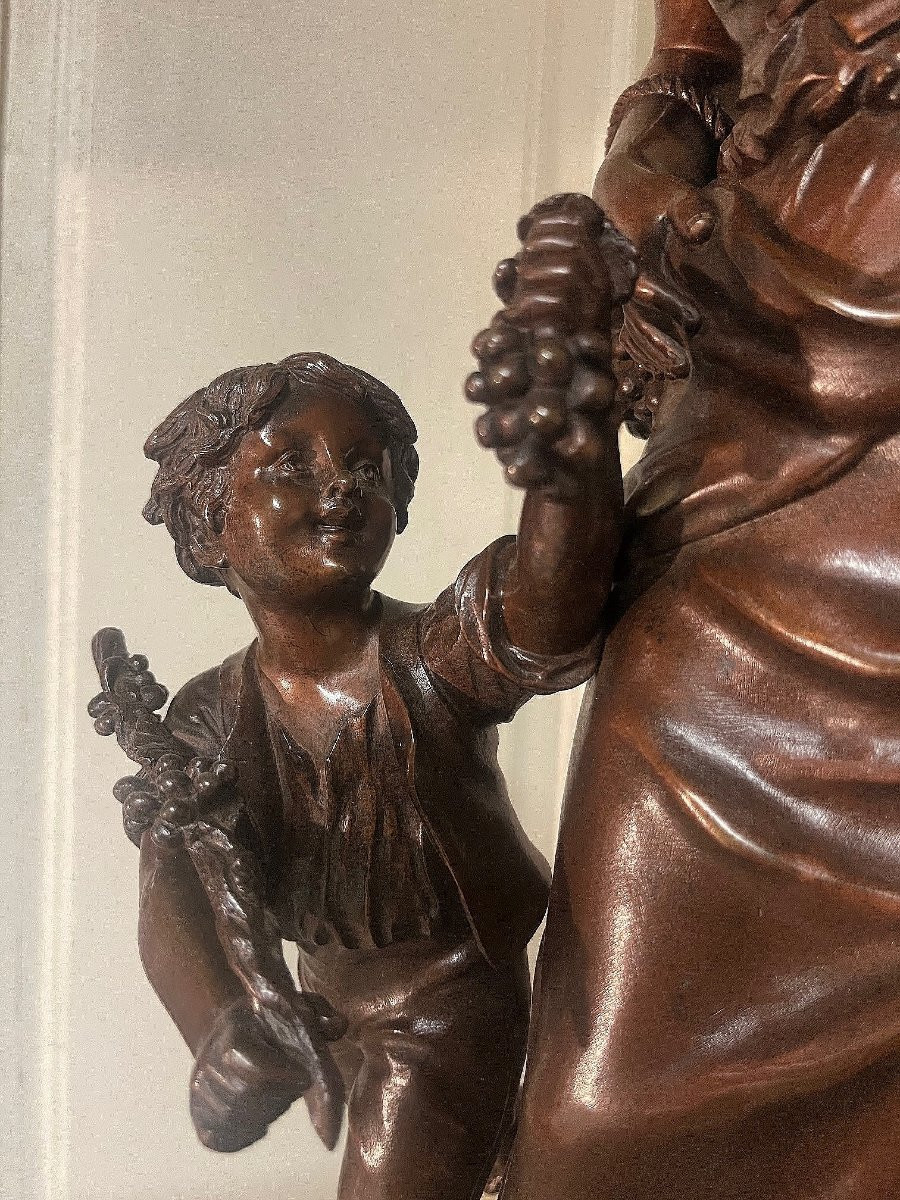 Groupe en bronze de S.KINSBURGER" retour de la cueillette" époque XIXe siècle-photo-4