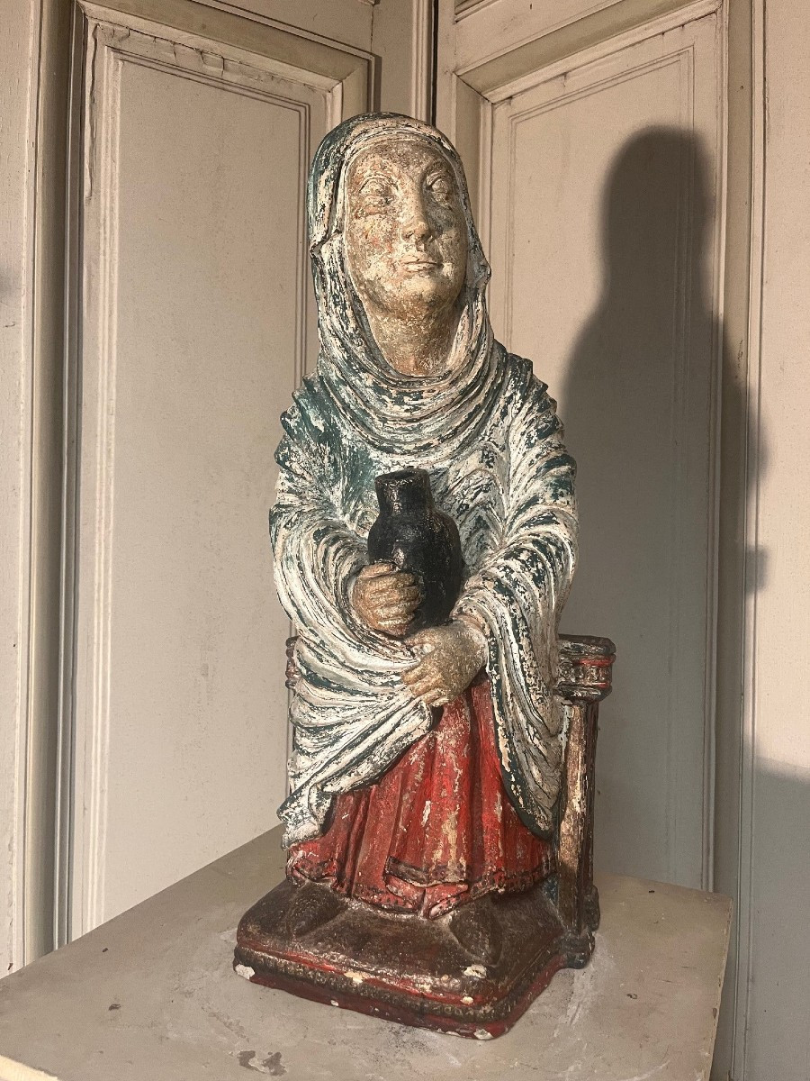 Seated Virgin Holding An Amphora, Plaster Cast From The Mid-20th Century