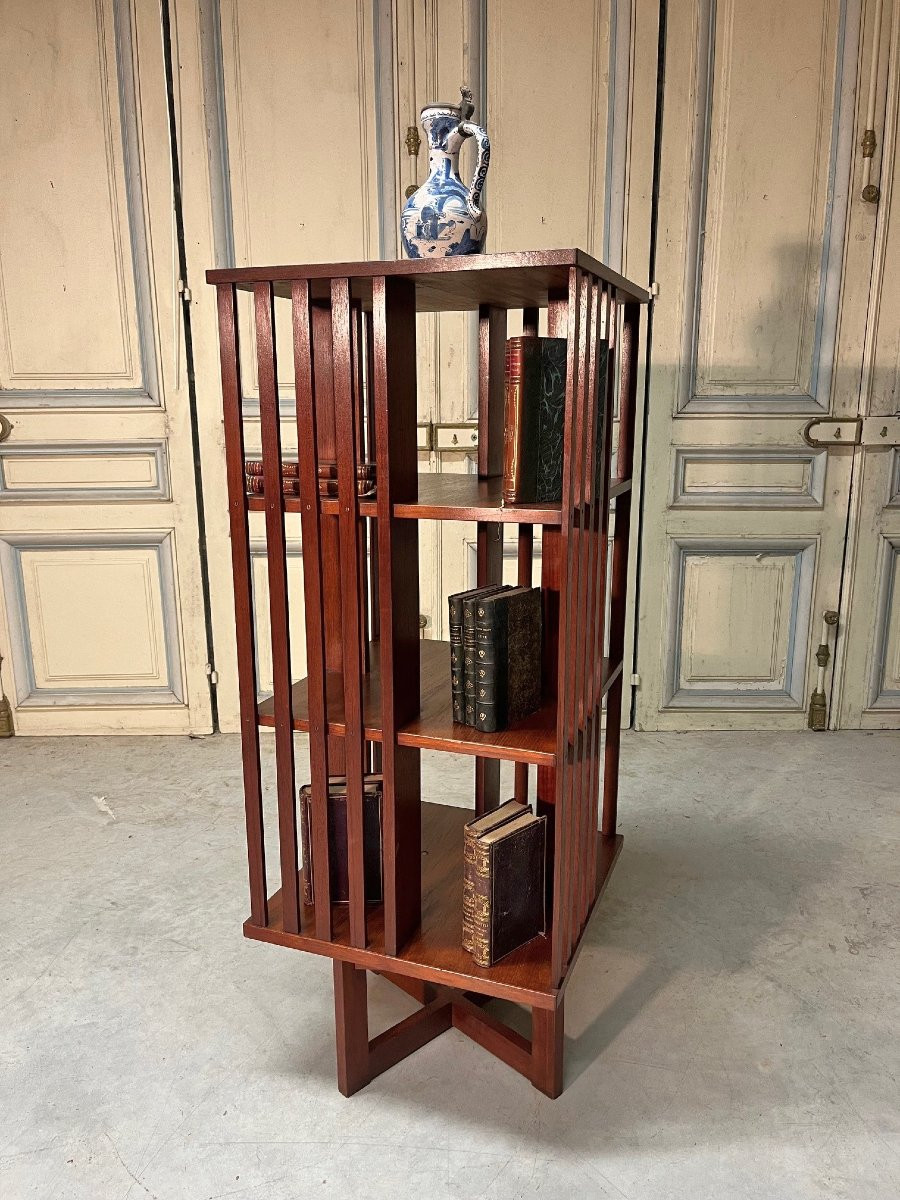 bibliothèque tournante en teck des années 60-70-photo-3