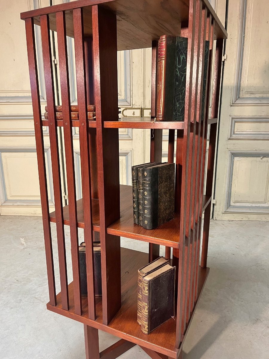 bibliothèque tournante en teck des années 60-70-photo-4