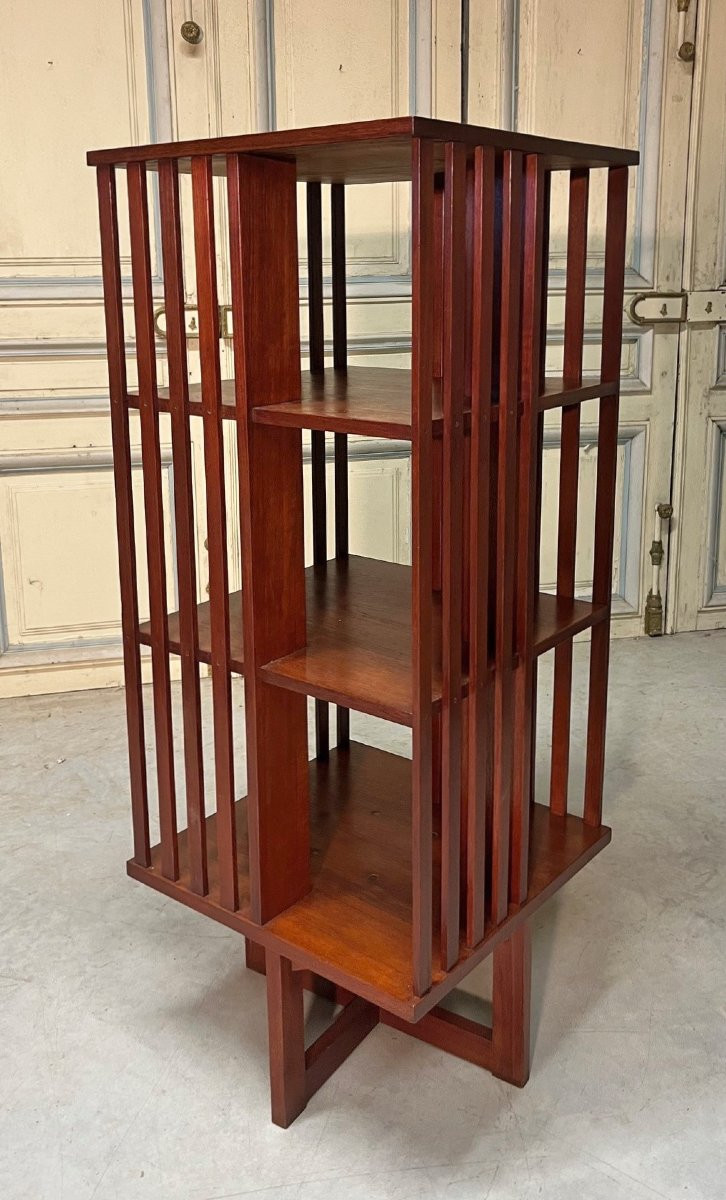 bibliothèque tournante en teck des années 60-70-photo-1