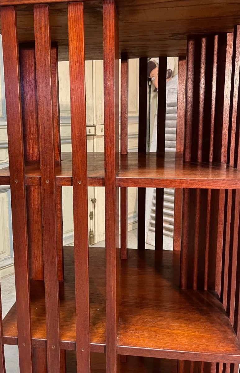 bibliothèque tournante en teck des années 60-70-photo-3