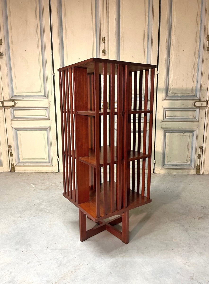 bibliothèque tournante en teck des années 60-70