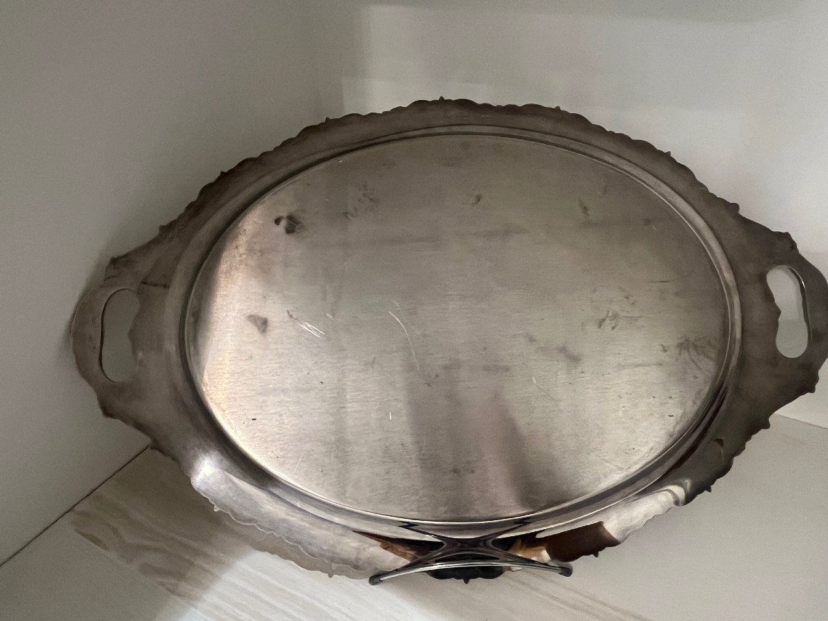Large Silver-plated Metal Tray From The 1900s-photo-4
