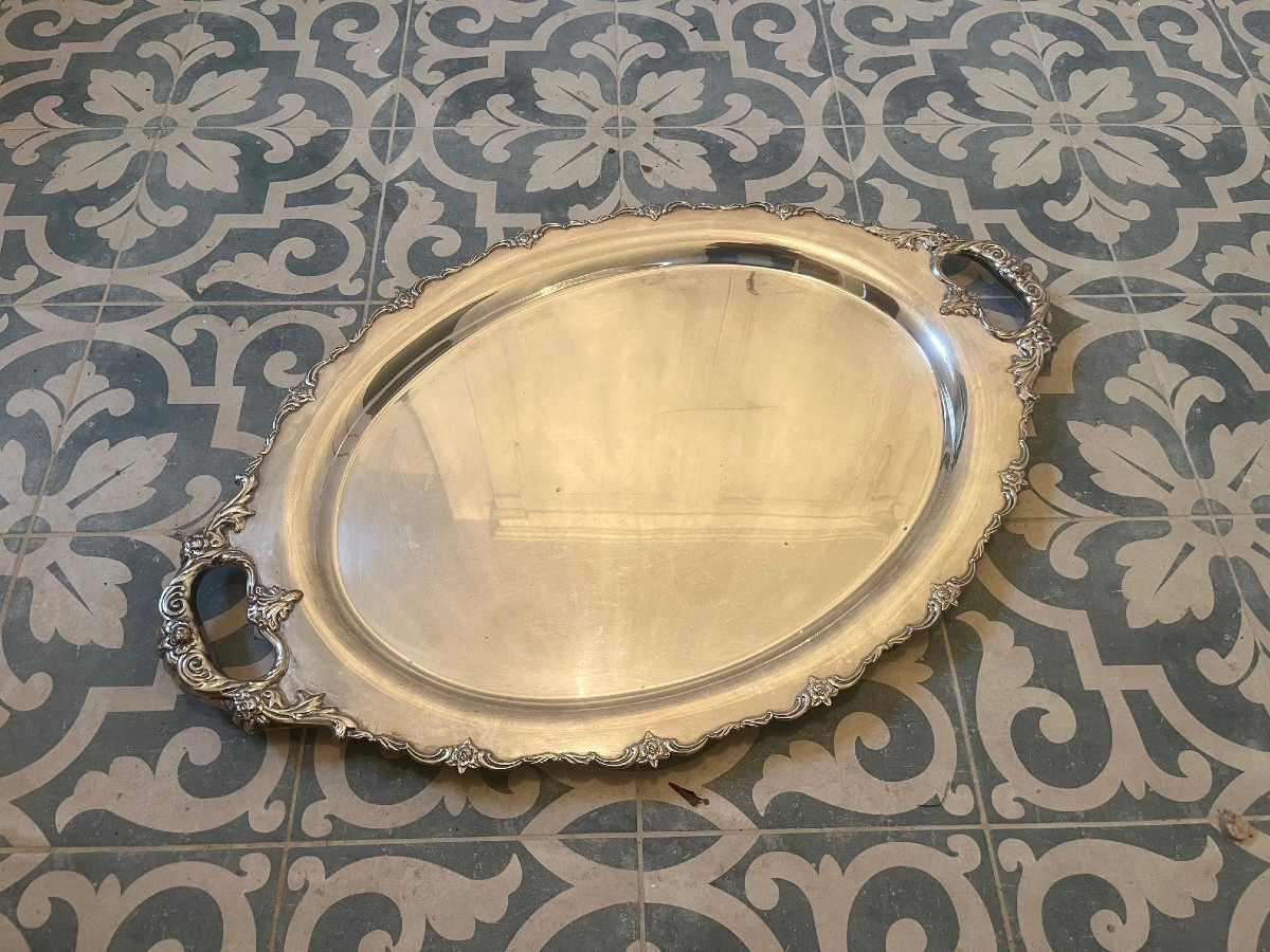 Large Silver-plated Metal Tray From The 1900s