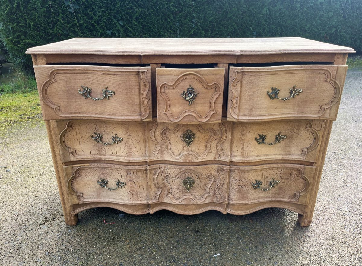 Commode en chêne blanchi époque 18ème siècle-photo-4