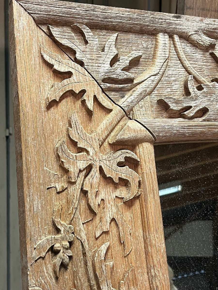 Miroir Art Nouveau à décor de feuilles de pavot , signé de Roger père-photo-2