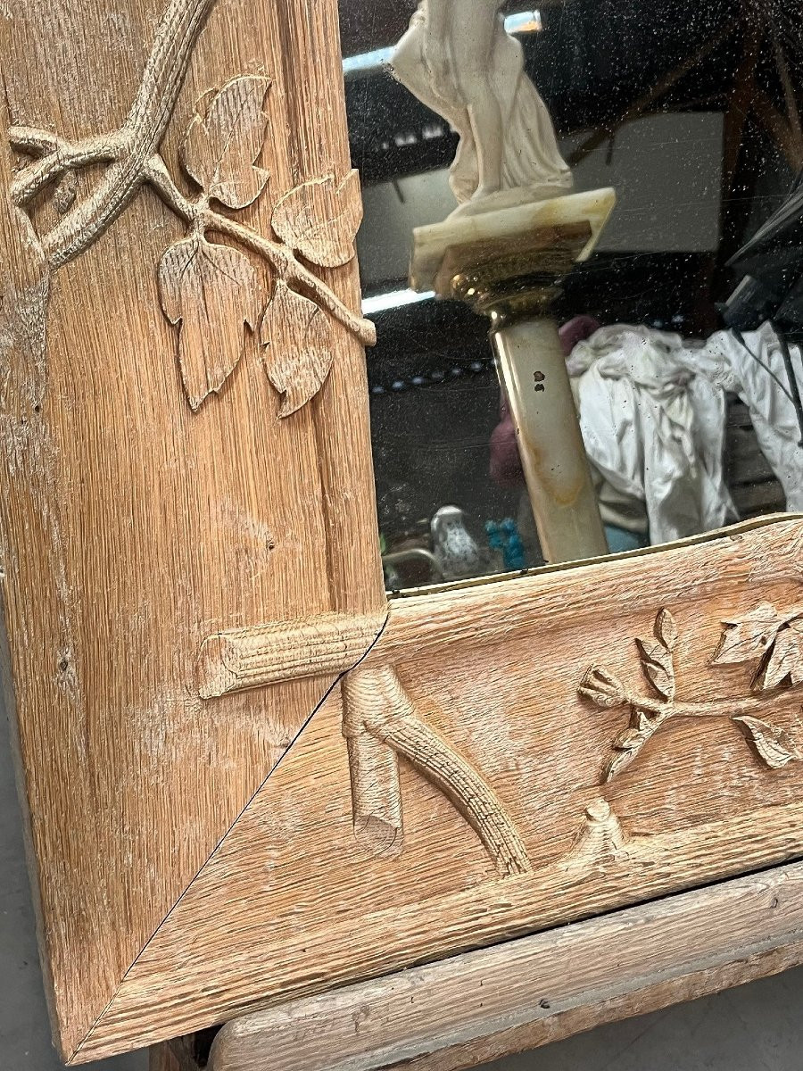 Miroir Art Nouveau à décor de feuilles de pavot , signé de Roger père-photo-3