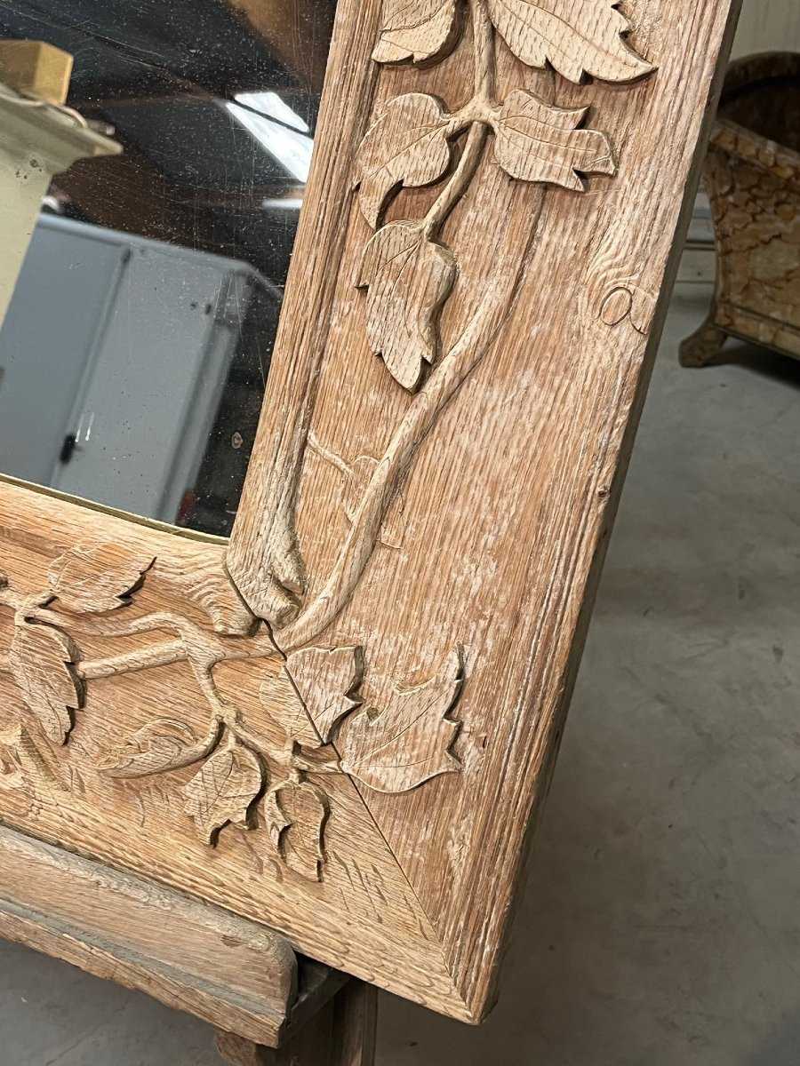 Miroir Art Nouveau à décor de feuilles de pavot , signé de Roger père-photo-4