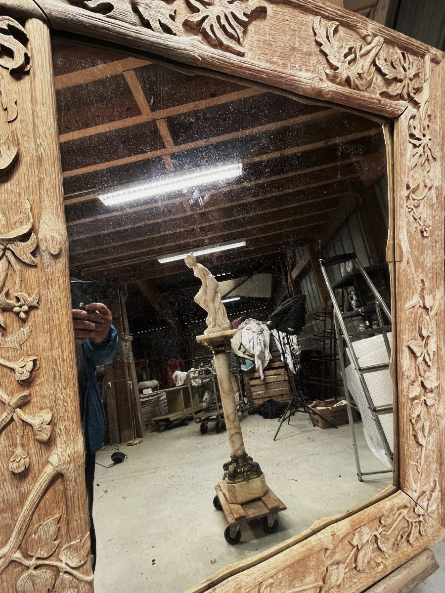 Miroir Art Nouveau à décor de feuilles de pavot , signé de Roger père-photo-3