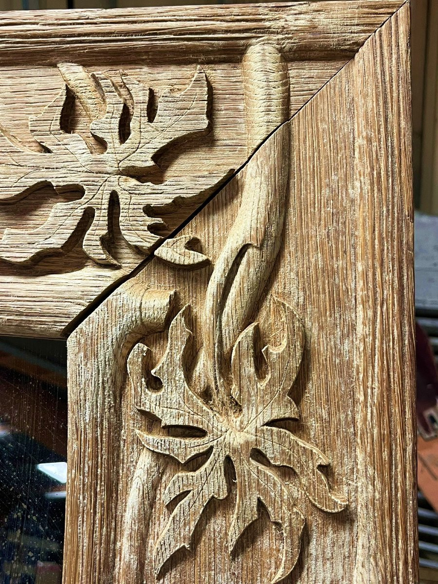 Miroir Art Nouveau à décor de feuilles de pavot , signé de Roger père-photo-5