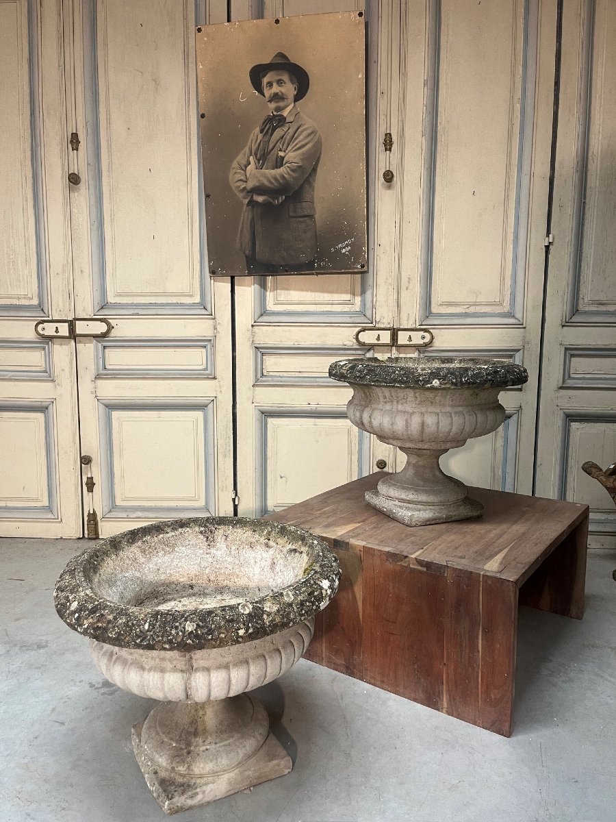 Paire de vasques de jardin en reconstitué époque XXe siècle-photo-2