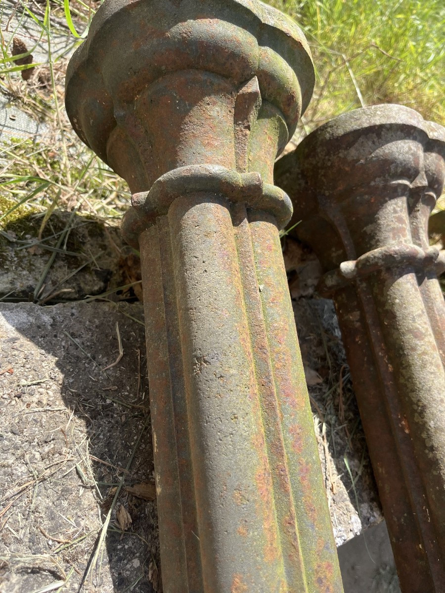 Suite Of Four Cast-iron Posts From The 1930s-photo-2