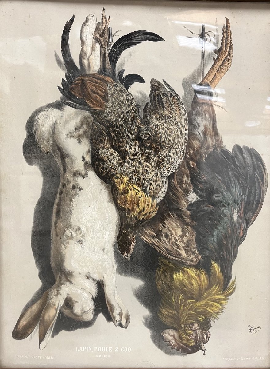 Suite de cinq lithographies à décor de trophés de chasse, fin XIXe siècle-photo-3