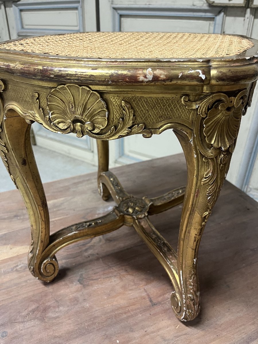Tabouret de piano style  LXV en bois doré, fin XIXe siècle-photo-2