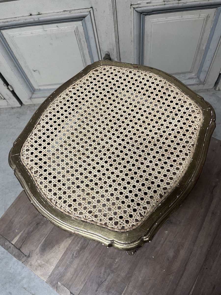 Tabouret de piano style  LXV en bois doré, fin XIXe siècle-photo-1