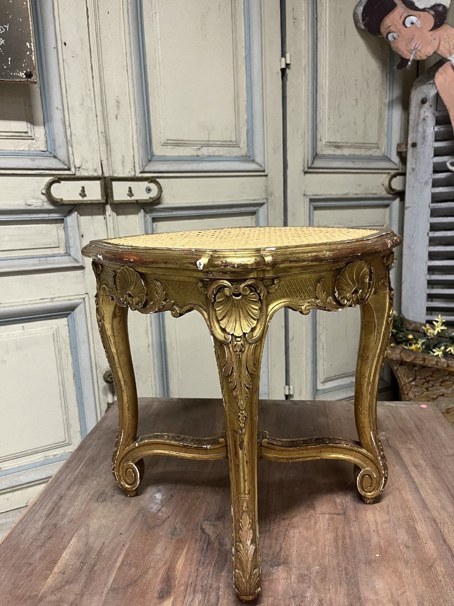 Tabouret de piano style  LXV en bois doré, fin XIXe siècle